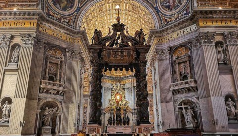 Be awed by Bernini's baldachin in immense St. Peter's basilica
