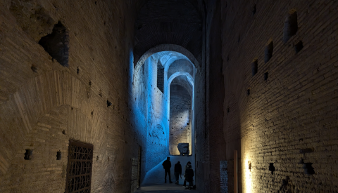 Explore the vast passageways of the Domus Tiberiana